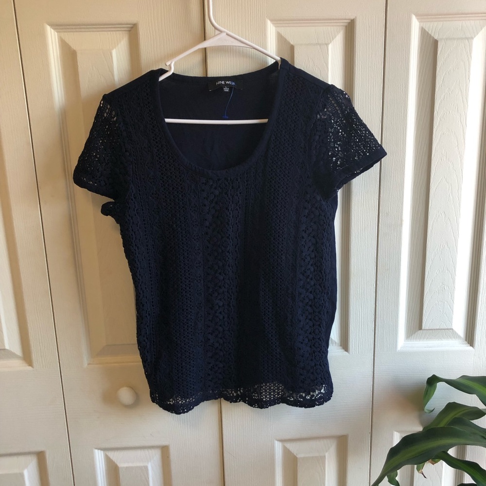 Nine West | Lace Navy Top